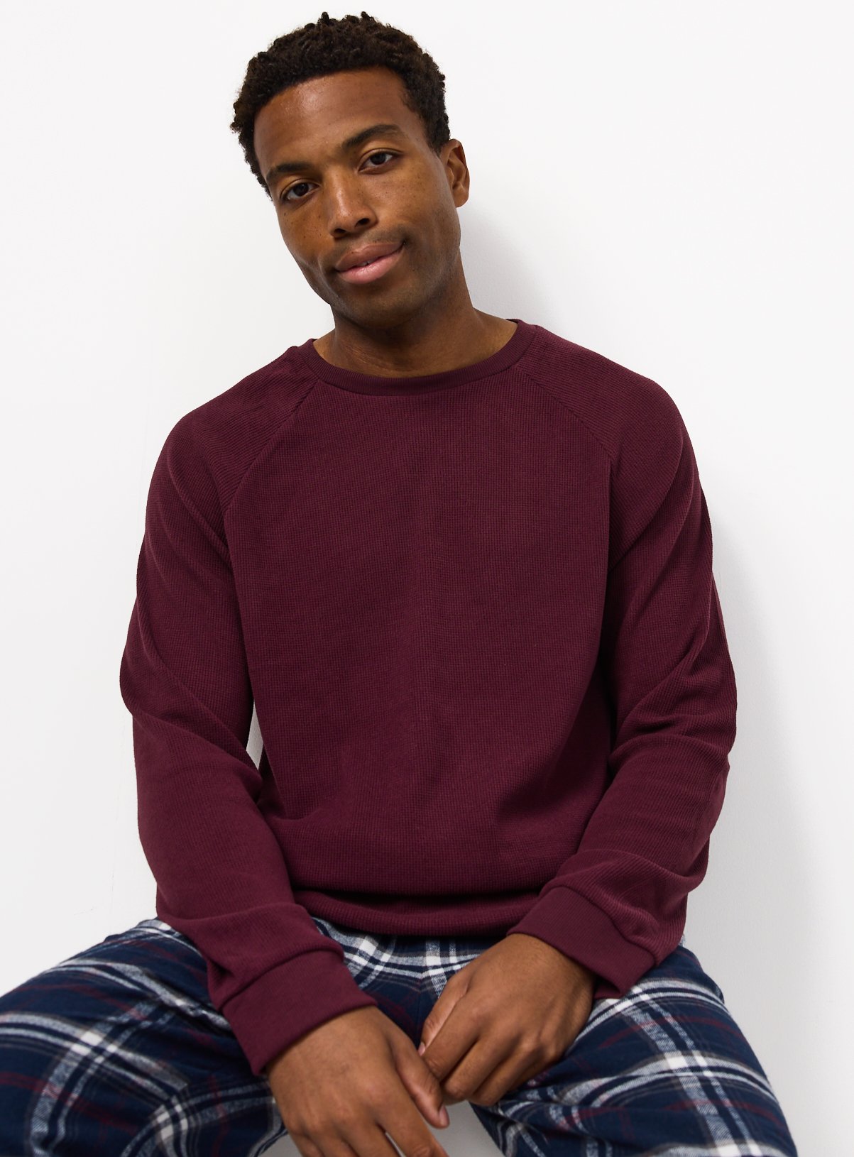 Burgundy & Check Pyjamas M - Image 1 thumbnail